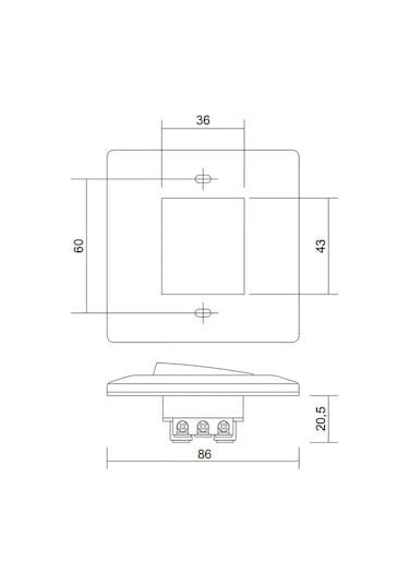Gls Anahtarlı Gömme Mobilya Prizi 86x86mm 334976959 001-2