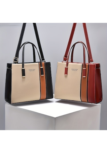 Renk Bloklu Trendy Omuz Çantası