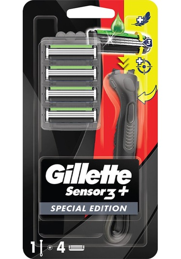 4 Adet Gillette Sensor3 Plus Black Tıraş Makinesi + 4'lü Yedek Başlık