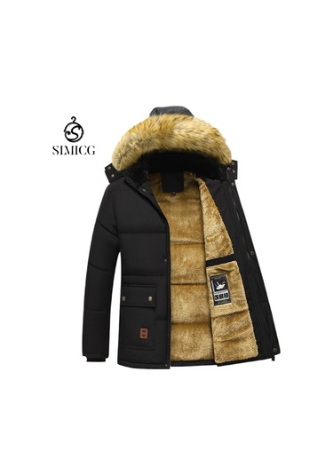 Erkekler İçin Kışlık Kalın Orta Boy Pamuklu Ceket Siyah