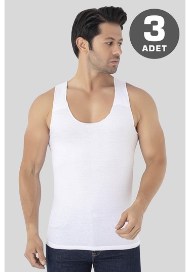 Erkek İz Bırakmayan Dikişsiz Atlet Beyaz %100 Pamuklu 3'lü Paket Beyaz