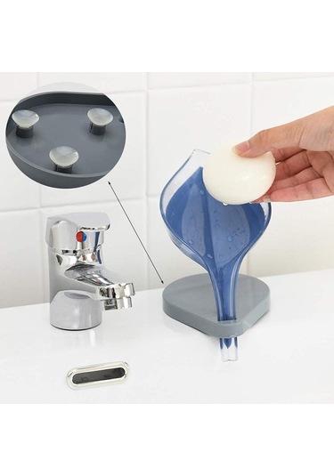 Kendinden Boşaltmalı Sabun Kutusu, Yaprak Şeklinde Sabun Boşaltma Bulaşık Dekoratif Banyo Sabunluk Mutfak İçin Sabun Kuru Tutmak 6