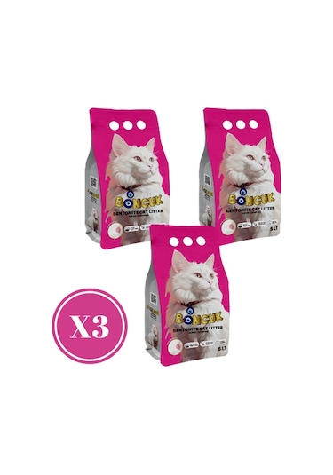 Boncuk Bebek Pudrası Kokulu Topaklaşan Bentonit Kedi Kumu 3 x 5 L