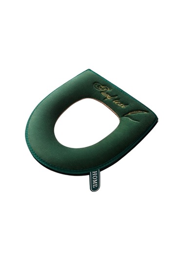 Yeşil Evrensel Klozet Kapağı Kış Sıcak Yumuşak Wc Mat Banyo Yıkanabilir Çıkarılabilir Fermuar Çevirme Lidhandle Su Geçirmez Ev