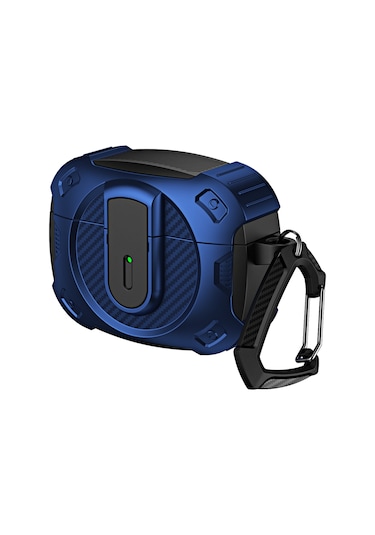 Airpods Uyumlu Pro Lock Darbeye Dayanıklı Bluetooth Kulaklık Koruyucu Kılıf İçin Siyah Mavi