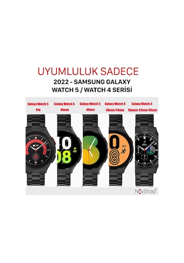 Samsung Uyumlu Galaxy Watch 5 40-44 Mm Kordon Çelik Metal Kayış 20 Mm