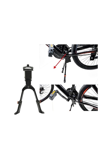 Pazly--çift Ayaklı Kickstand, Ortadan Montajlı, Çelik, Ayarlanabilir Siyah