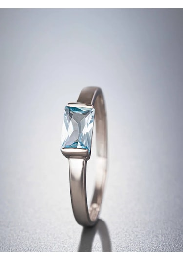 Uvelirnye Tradicii 925 Ayar Doğal Topaz Taşlı Sky Gümüş Yüzük 292700316 Gümüş