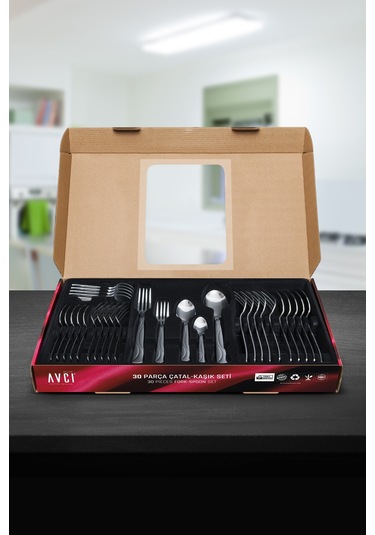 Avcı Ay Işığı 30 Parça Çatal Kaşık Takımı Gümüş