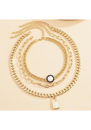 Retro Küçük Kokulu Rüzgar Kamelya Metal Zincir Kolye Avrupa Ve Amerikan Moda Çapraz Hollow Kilit Boyun Düğün Kolye Zincir Kolyeler Altın - Beyaz