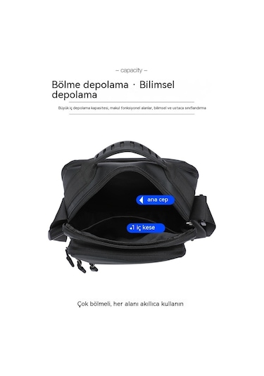 Erkekler İçin Şık Ve Fonksiyonel Tek Omuzlu Çanta Büyük Kapasiteli, Dikey Tasarım, İş Ve Günlük Kullanım İçin Pratik Crossbody Çanta Siyah