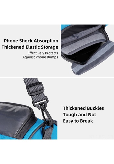 Padalink Bisiklet Çantası: 6.5" Ekranlı Su Geçirmez Tpu Telefon Tutucu, Çift Fermuarlı, Şok Emici Tasarım, Çıkarılabilir Kayış. Siyah