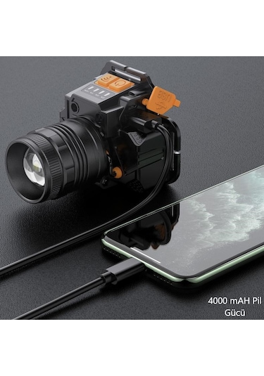 YCL 10 W 3 Modlu Şarjlı Powerbank Özellikli Kafa Lambası -YIS-205 Siyah