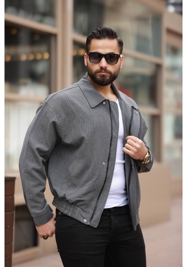 Unisex Yeni Sezon Kapitone Dolgulu Oversize Vintage K Gri Çzgl