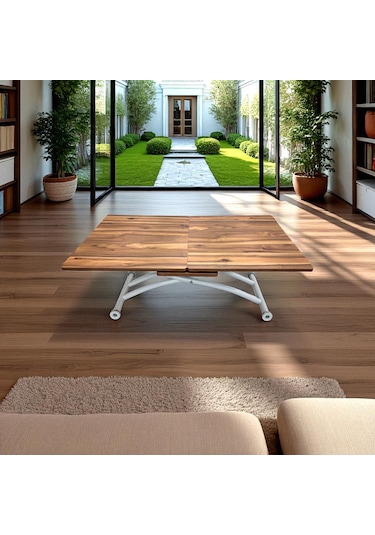 Ortadan Açılır Akıllı Masa Üst Mdf Urartu Alt Ayak Beyaz