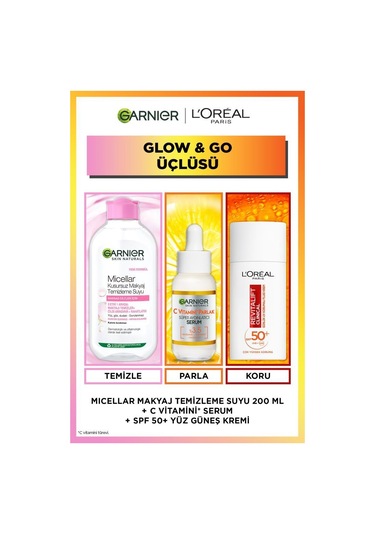 C Vitamini Parlak Serum + 200ml Micellar Makyaj Temizleme Suyu + Clinical Spf50 Yüz Güneş Kremi pktgrnglowngoset-10743