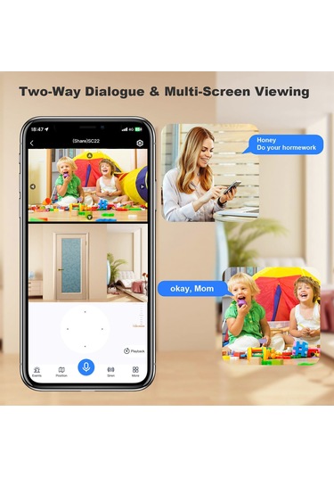 Maiyame 4mp Ev Güvenliği Kamera, Çift Lensli Ptz Wifi Ip Kamera, Bebek Bakıcısı, Hareket Algılama, İki Yönlü Ses, Gece Görüşü, Uzak Erişim