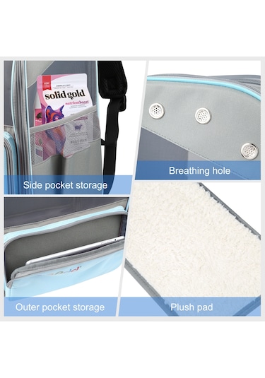 Funadd Fold Nefes Alabilir Pet Sırt Çantası Açık Omuzlar Kedi Çantası Mavi