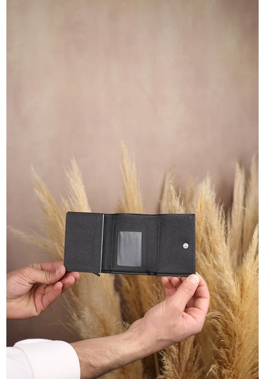 Summit 4361 Erkek Mekanizmalı Kartlık Cüzdan Siyah