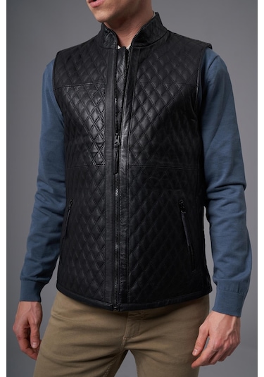 Luca Siyah Deri Yelek 118520 001