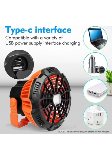 Artfulabode Turuncu Kamp Kamp İçin Güç Feneri Feneri Fanı Fanı Fanı Çadır Çadır Bankası Balıkçılığı Asılı Arada 2'si 1 Vt Turuncu