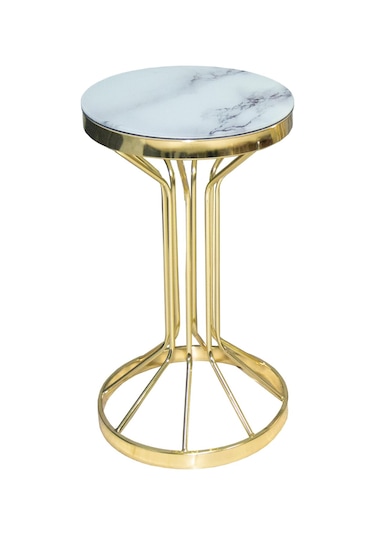 Fiskos Bufalo BRC MODEL BEYAZ MERMER Temper Cam Metal Çelik Gold KaplamaAyak İtinalı El Yapım