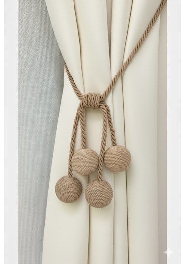 Modern Sarım 4 Toplu Braçol Kornişe Takmatik Ipli Tavan Perde Aksesuarı Vizon