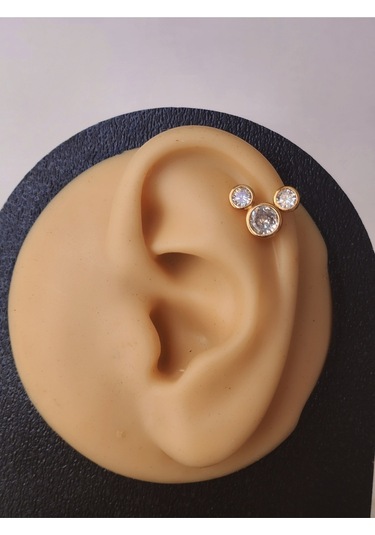 Mickey Mouse Gold Modeltragus Helix Piercing Ear Cuff Kıkırdak Çelik Küpe Gold