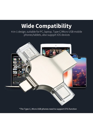 Novahub 64gb Multi-connect Metal Usb - Type C, Micro Usb, İos Compatible Fast Portable Storage, Küçük Boyutlu