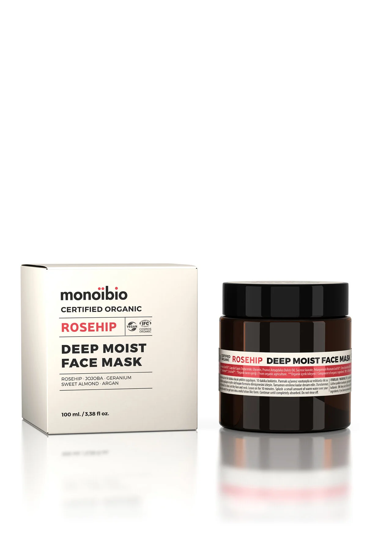 Monoibio Rosehip Organik Yüz Bakım Maskesi - Yorgun Donuk Mat Ciltler Için Derinlemesine Nemlendirme 100 Ml