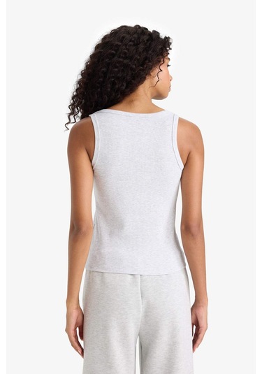 Defacto Regular Fit Yuvarlak Yaka Kolsuz Ribana Pijama Üstü-fall İn Love F0110ax25smgr93 Gri