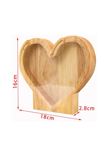 Dolıty Ahşap Kumbara Kalp Şeklinde Çocuk Zanaat Iyi Davranış 18x2.8x16cm