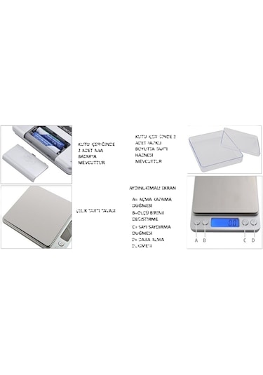 Dijital Hassas Mutfak Ve Kuyumcu Terazisi 3000gr/0.1 Hassasiyet