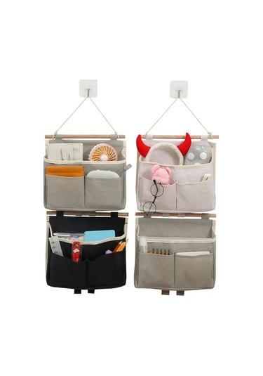 Youmex Beyaz Organik Kumaş Duvarlı Organizatör - Küçük Eşyalar İçin Hafif, Katlanabilir Dolap/odalar Depolama Çantası Gri