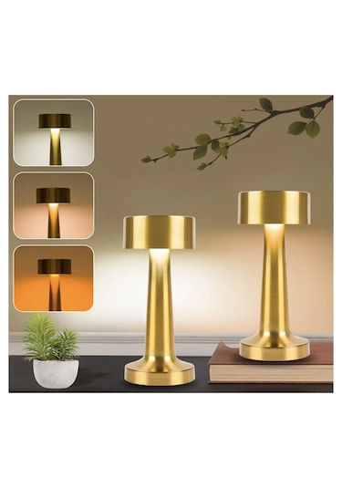 Gold Dekoratif Şarjlı Dokunmatik Led Masa Lambası Dimmerli 55g