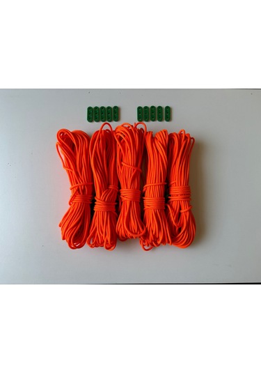 Rainbow 20 Metre x 5 Adet - Gergi Aparatlı Çadır İpi Turuncu