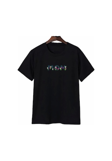 Anneler Gününe Özel Tasarım Mom Çiçek Baskılı T-shirt - Siyah