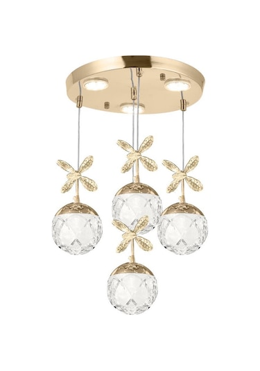 Eray Aydınlatma 2560-3+1 4lü Sarkıt Led Avize Gold