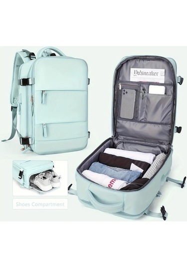 Sandwich Motion003 Küçük Boy Açık Mavi Kapasiteli Seyahat Sırt Çantası Laptop Ayakkabı Cebi Antihırsızlık Özellikli Açık Mavi