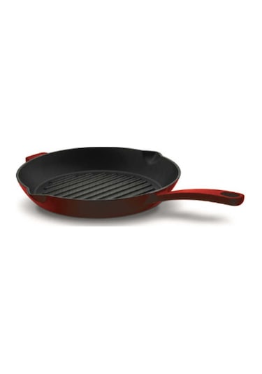 Korkmaz Casta Kırmızı Yuvarlak 28 CM Grill Döküm Tava