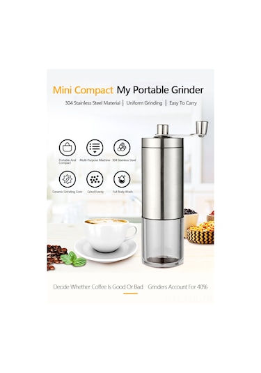 Padalink El İle Çalışan Çelik Kahve Değirmeni Ev Kullanıma Uygun, Çok Amaçlı Kahve Fıstığı, Biber, Nane Vb. Gümüş