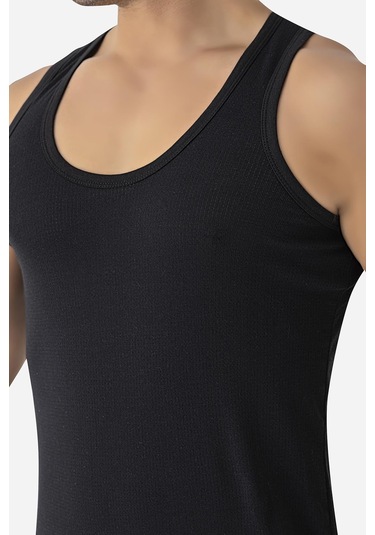 6'lı Paket Siyah Erkek Fileli Atlet Pamuklu Delikli Yazlık Erkek Atlet Siyah