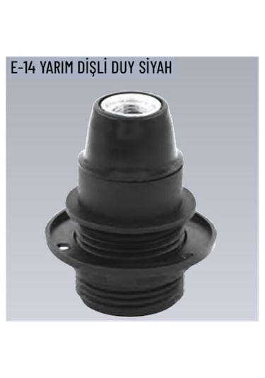 100 Adet E14 Yarım Dişli Siyah Duy