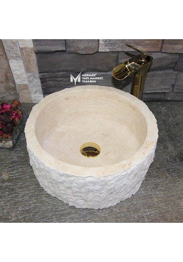 Traverten Dışı Dikey Patlama Mini Silindir Lavabo