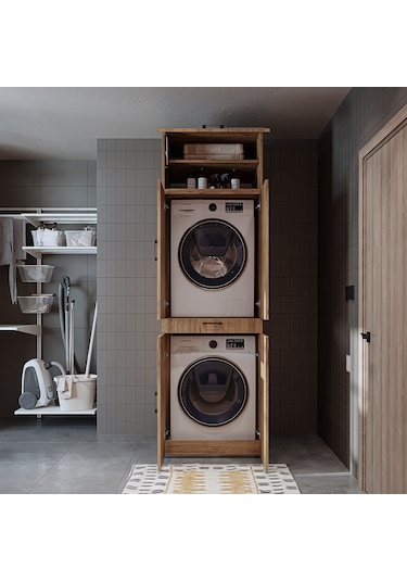 Dora Kapaklı Çamaşır Ve Kurutma Makinesi Dolabı Atlantik Atlantik Çam