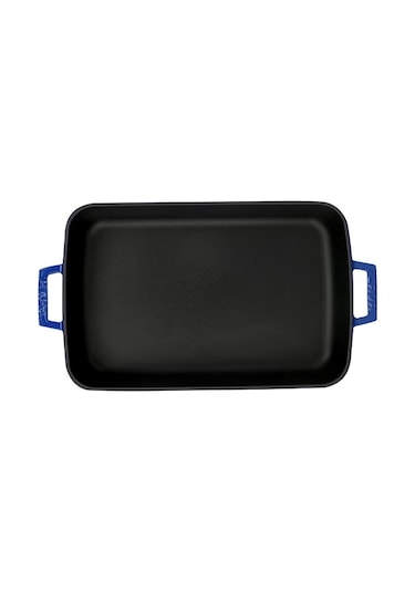 Lava Döküm Dikdörtgen Tepsi 26X40 CM Mavi