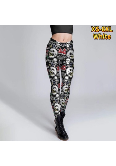 Beyaz Bayan Siyah Eğri Baskılar Streç Yoga Tayt Spor Koşu Spor Salonu Spor Aktif Pantolon Beyaz