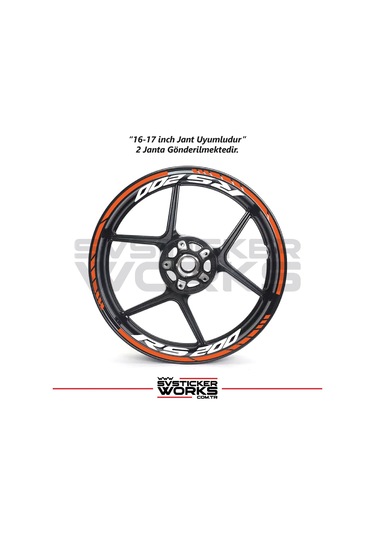 Bajaj Rs200 Jant Sticker Dış Ve İç Set Sticker Jant Şeridi Turuncu