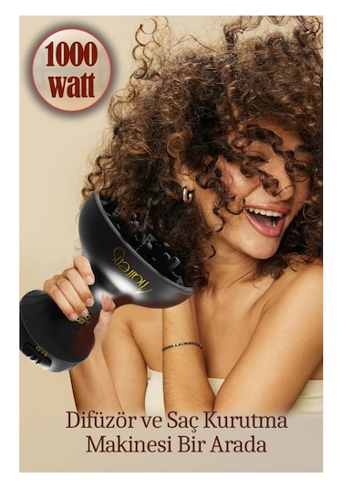 Hrs-530 Kıvırcık Saçlara Özel Saç Kurutma Makinesi & Vigo Dalgalandırıcı 1000 Watt - Siyah
