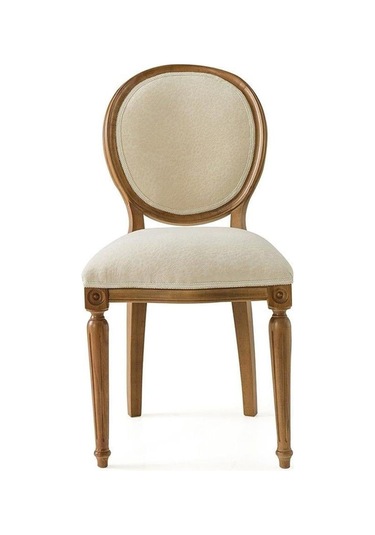 Madalyon Ahşap Klasik Sandalye Natural - Krem